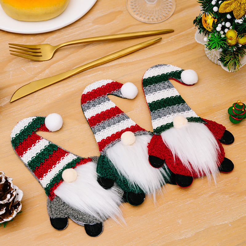 Wholesale Christmas Ornament Faceless Doll Fabric Cutlery Set